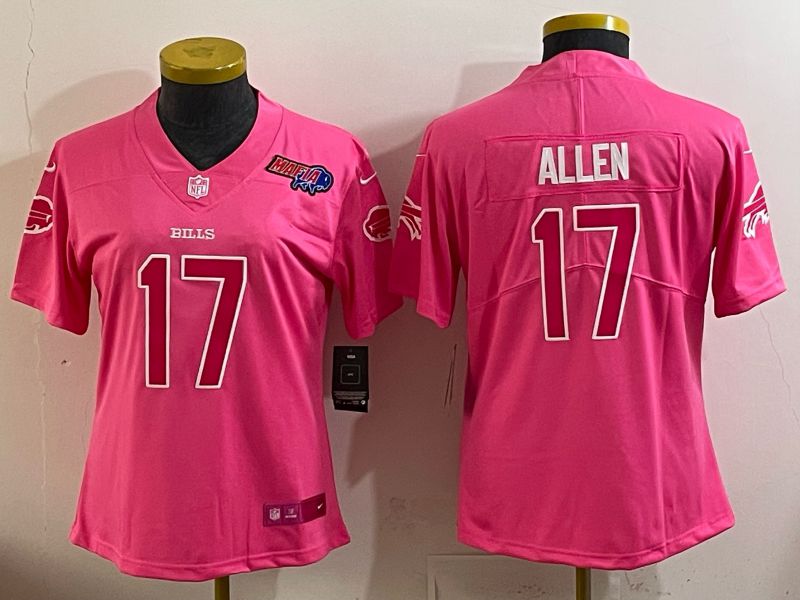 Women 2025 Buffalo Bills #17 Allen Pink Nike Limited NFL Jersey style 0068->women nfl jersey->Women Jersey